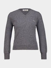 Miu Miu Slate Grey V-Neck Wool Jumper
