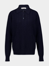 Miu Miu Navy Blue Cashmere Knit Polo Shirt