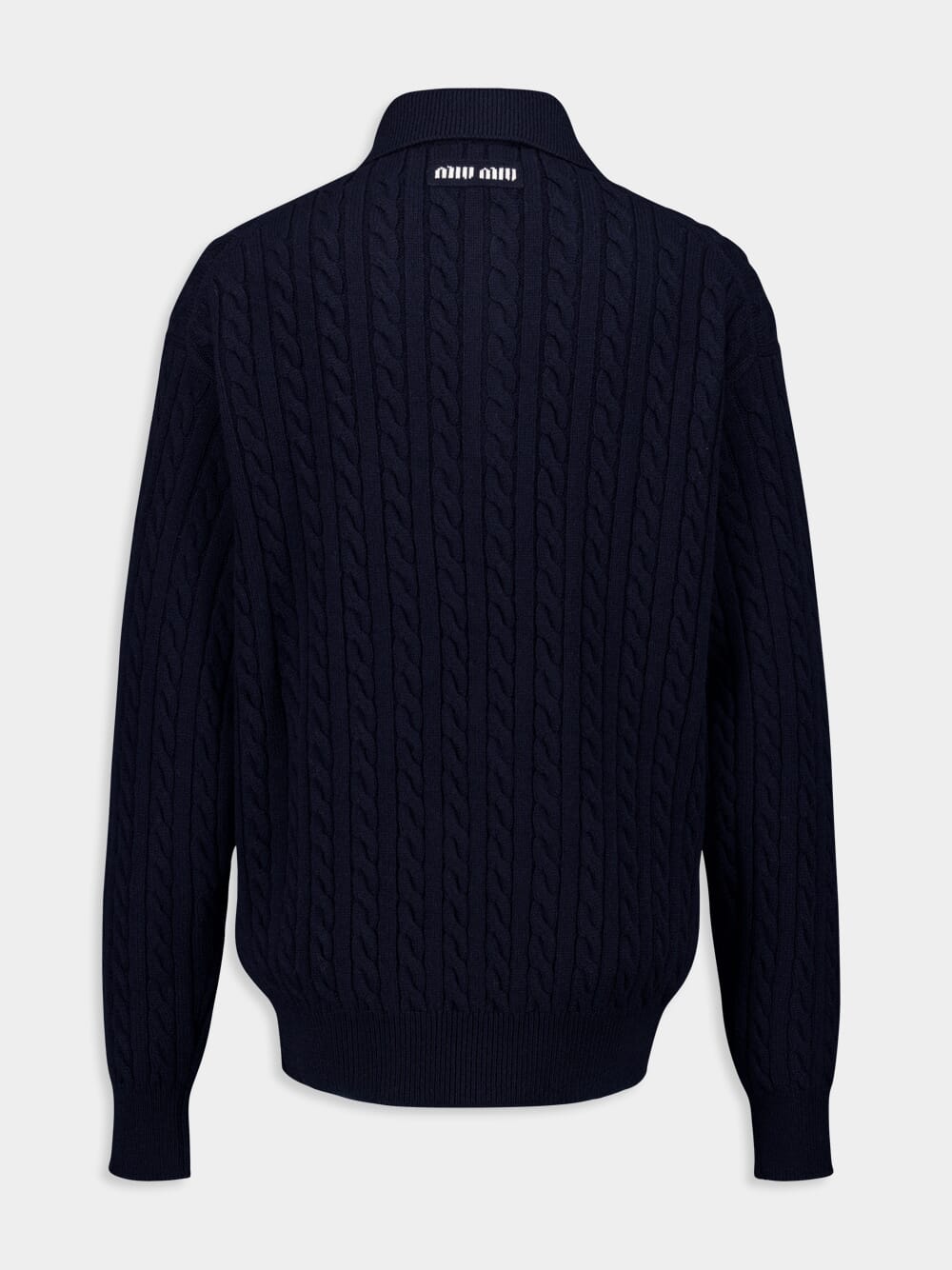 Navy Blue Cashmere Knit Polo Shirt