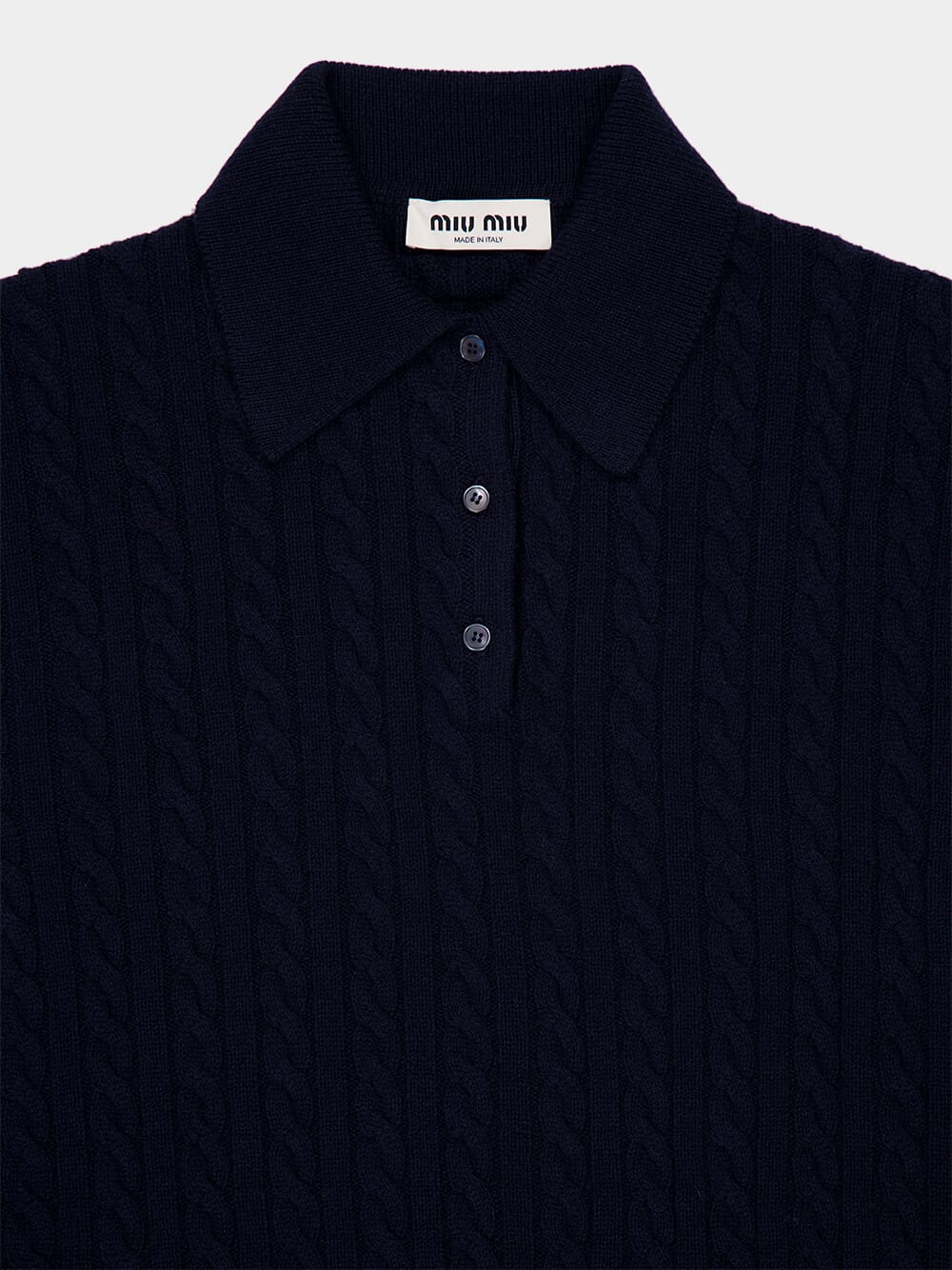 Navy Blue Cashmere Knit Polo Shirt