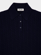 Miu Miu Navy Blue Cashmere Knit Polo Shirt