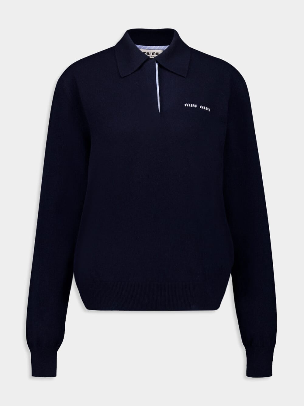 Navy Cashmere Polo Sweater