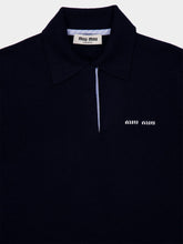 Miu Miu Navy Cashmere Polo Sweater