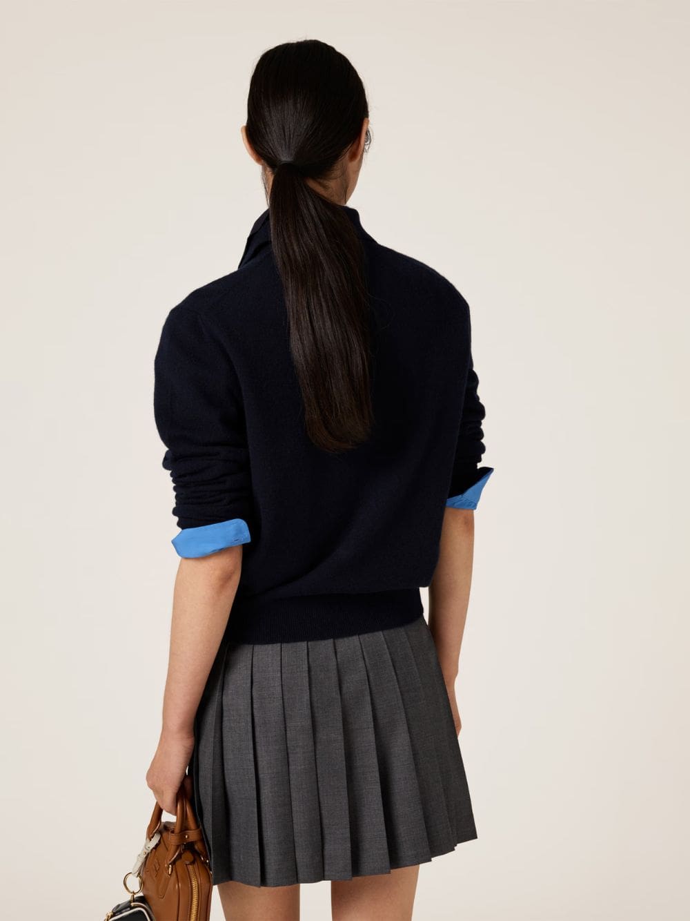 Navy Cashmere Polo Sweater