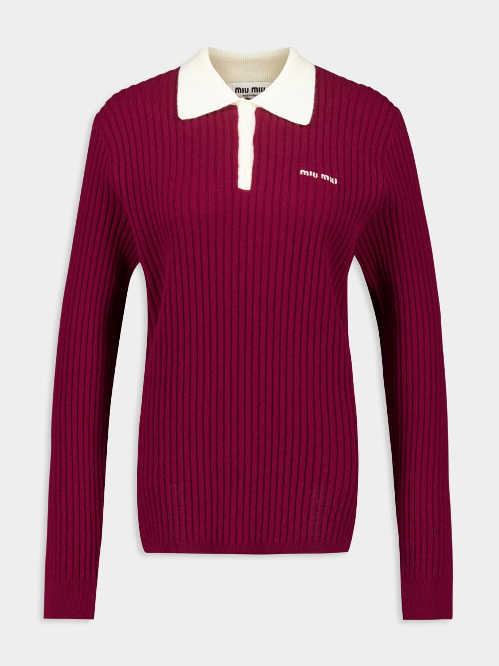 Amaranth Ribbed Cashmere Polo Shirt