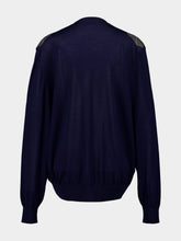 Miu Miu Navy Argyle Wool V-Neck Sweater