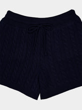 Miu Miu Navy Blue Cashmere Cable-Knit Shorts