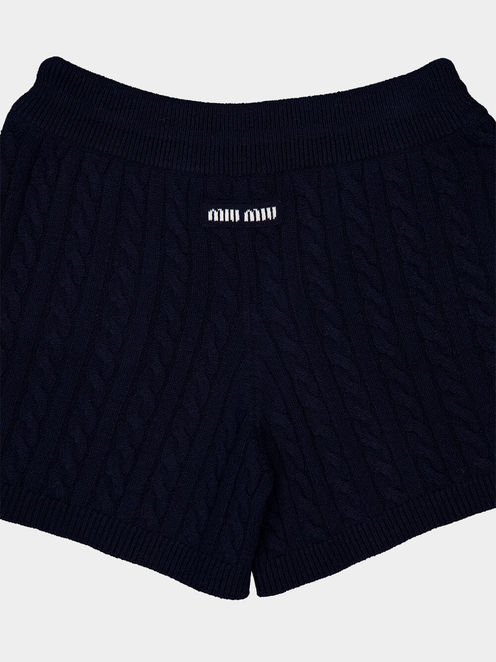 Navy Blue Cashmere Cable-Knit Shorts