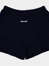 Miu Miu Navy Blue Cashmere Cable-Knit Shorts