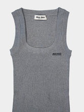 Miu Miu Grey Ribbed Cotton Tank Top
