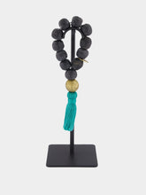 Studio Julia Atlas Black and Blue Prayer Bead Artwork
