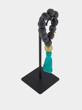Studio Julia Atlas Black and Blue Prayer Bead Artwork