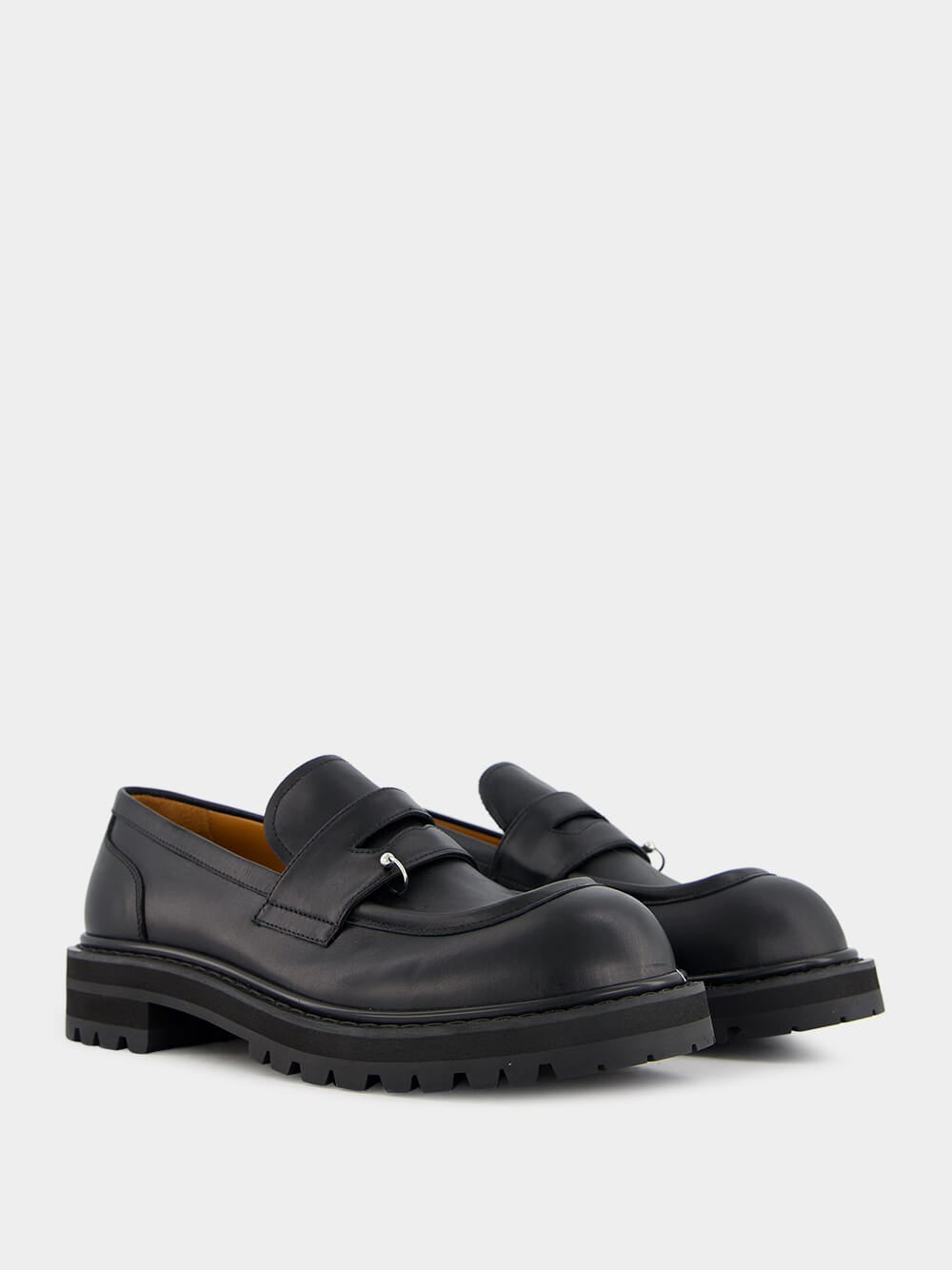 Black Leather Chunky Loafers