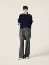 Miu Miu Slate Grey Prince of Wales Straight-Leg Wool Trousers