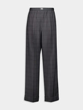 Miu Miu Slate Grey Prince of Wales Straight-Leg Wool Trousers