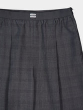 Miu Miu Slate Grey Prince of Wales Straight-Leg Wool Trousers