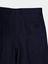 Miu Miu Navy Kid Mohair Straight-Leg Pants