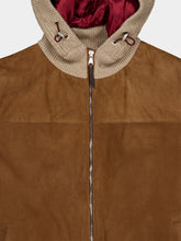 Brunello Cucinelli Brown Suede and Cashmere Hooded Bomber