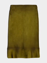 Miu Miu Green Waxed Suede Midi Skirt