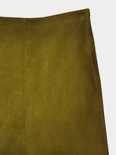 Miu Miu Green Waxed Suede Midi Skirt