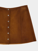 Miu Miu Cognac Waxed Suede Mini Skirt