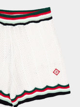 Casablanca White Cotton Chevron Crochet Shorts