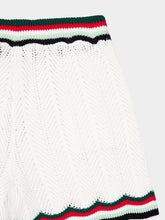 Casablanca White Cotton Chevron Crochet Shorts
