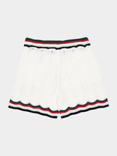 Casablanca White Cotton Chevron Crochet Shorts