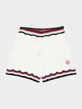 Casablanca White Cotton Chevron Crochet Shorts