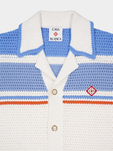 Casablanca Blue Cotton Tennis Short Sleeve Crochet Shirt