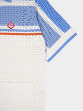 Casablanca Blue Cotton Tennis Short Sleeve Crochet Shirt