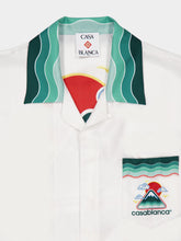 Casablanca White Montagne Ondulée Short Sleeve Silk Shirt