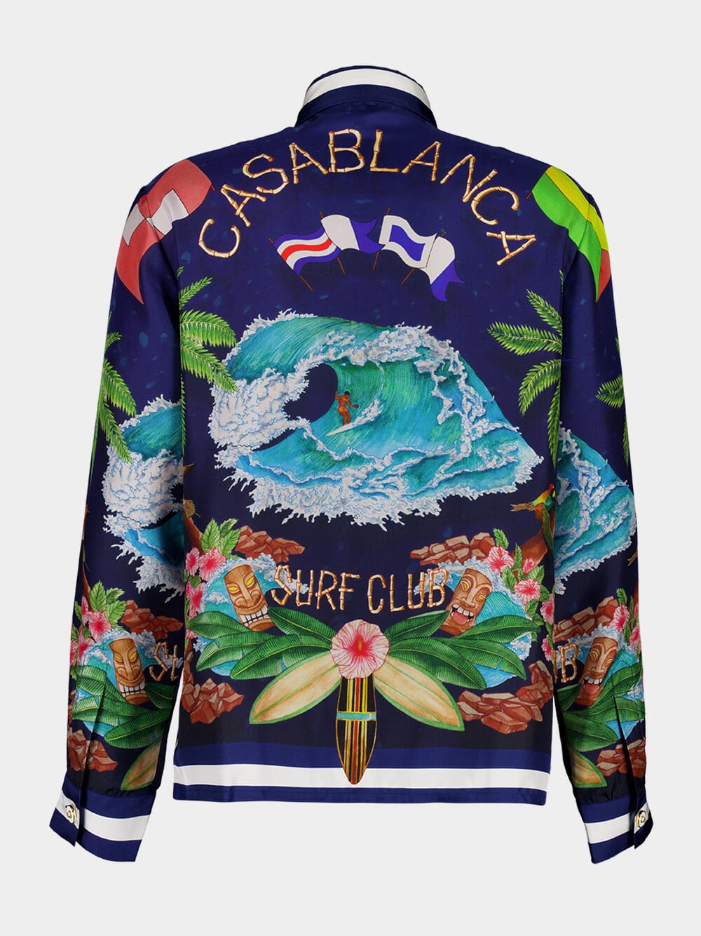 Tシャツ・カットソー Casablanca (MPF25 SH 021 02CASABLANCASURFCLUB MIDNIGHT) Casablanca Surf Club Midnight Silk Shirt | Fashion Clinic