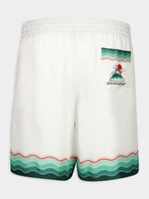 Casablanca White Montagne Ondulée Silk Shorts