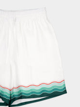 Casablanca White Montagne Ondulée Silk Shorts