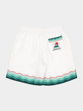 Casablanca White Montagne Ondulée Silk Shorts