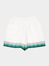 Casablanca White Montagne Ondulée Silk Shorts