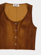 Miu Miu Cognac Waxed Suede Top