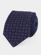 Brunello Cucinelli Blue Silk Geometric Tie