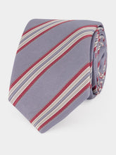 Brunello Cucinelli Medium Grey Striped Silk Tie