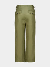 Bode Olive Lightweight Linen Side-Buckle Trousers