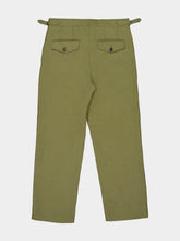 Bode Olive Lightweight Linen Side-Buckle Trousers