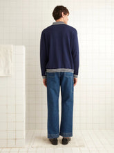 Bode Navy Club Long-Sleeved Polo
