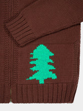 Bode Brown Fir Shawl Collar Hand-Knit Cardigan