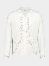 Bode White Looped Chainstitch Long Sleeve Shirt