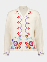 Bode Ecru Beaded Garden Party Shirt