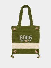 Bode Green and Cream Marsh Crochet Tote Bag