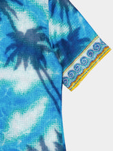 Casablanca Turquoise Blue Caustics Emblem Silk Shirt