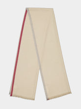 Brunello Cucinelli Sand Wool and Cashmere Striped Edge Scarf