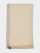 Brunello Cucinelli Sand Wool and Cashmere Striped Edge Scarf